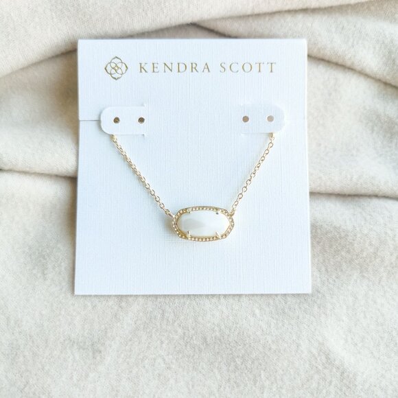 NEW Kendra Scott Elisa Gold White Pearl Pendant Necklace Authentic - Picture 1 of 4